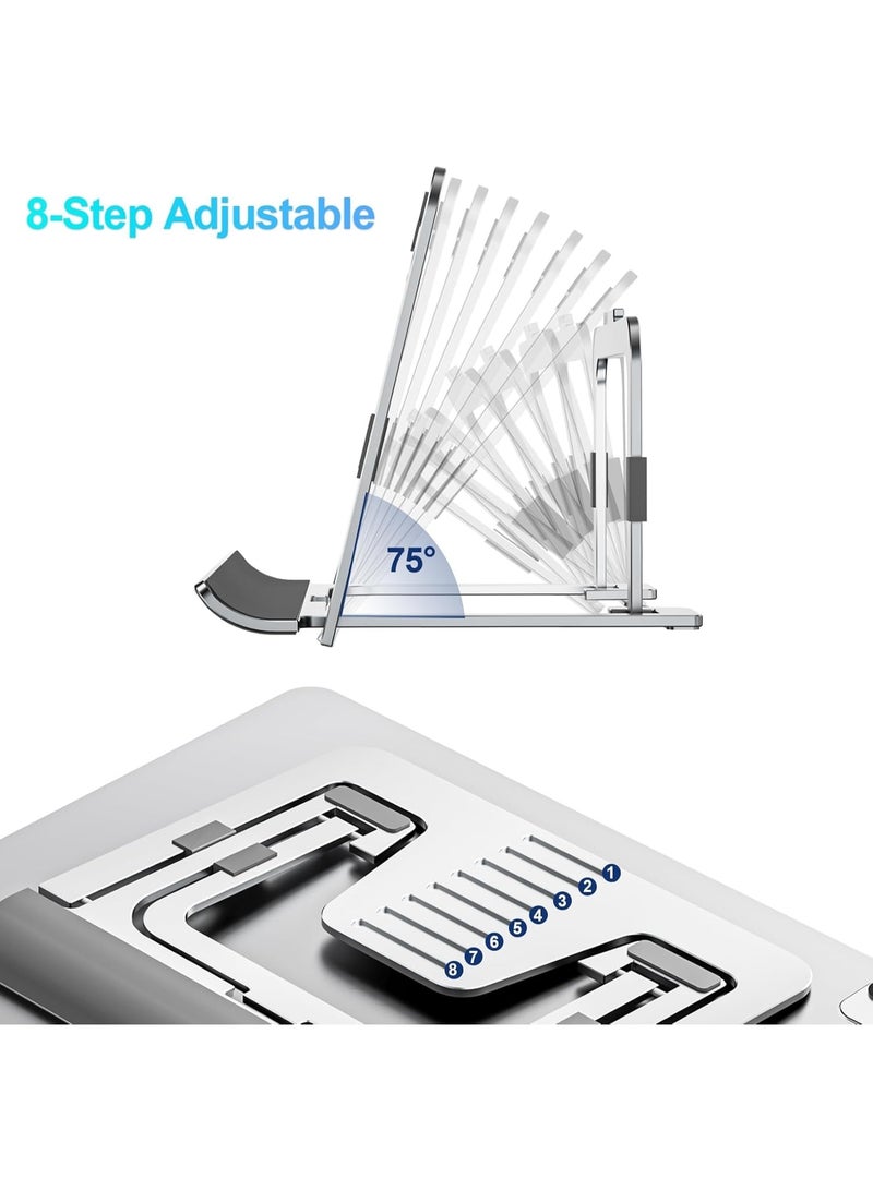 HIAS Adjustable Aluminum Laptop Stand - Portable & Foldable Ergonomic Cooling Holder for Desk, Compatible with MacBook, HP, Dell, and Tablets - Image 4